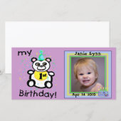 Cartes photos personnalisés 1er anniversaire (Devant / Derrière)