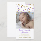 Cartes photos pourpres de baby shower de Merci (Devant / Derrière)