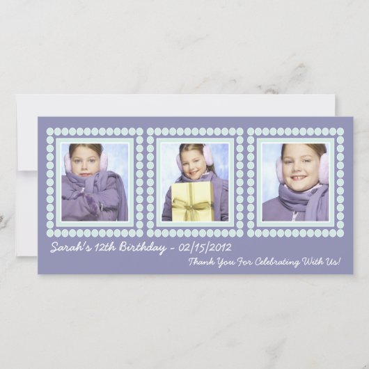 Cartes photos pourpres de Merci de fille (Devant)