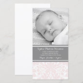 Cartes photos roses de baby shower de Merci de (Devant / Derrière)