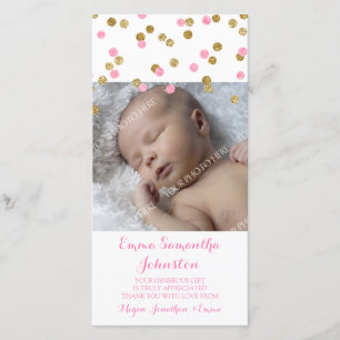 Cartes photos roses de baby shower de Merci d'or