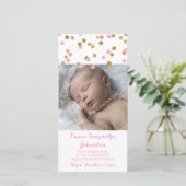 Cartes photos roses de baby shower de Merci d'or (Debout devant)