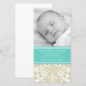 Cartes photos turquoises de baby shower de Merci (Devant / Derrière)