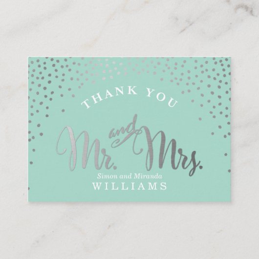 CARTES PLACE mini spot confetti argent menthe (Dos)