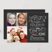 Cartes plates 3 photos de Joyuses Fêtes avec table (Devant / Derrière)