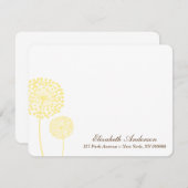 Cartes plates à noter Jaunes Dandelions (Devant / Derrière)