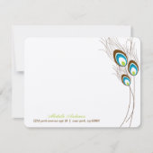 Cartes plates à notes avec plumes de paon vert (Devant)