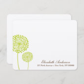 Cartes plates avec des pissenlits verts (Devant / Derrière)