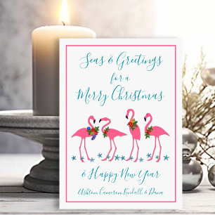Cartes plates de Noël Flamants roses Salutations d
