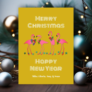 Cartes plates de Noël Flamants roses Salutations d