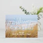 Cartes plates de Noël joyeuses dunes de plage (Debout devant)