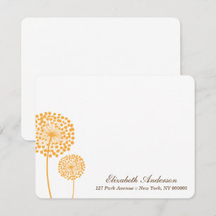 Cartes plates de notes de pissenlits orange