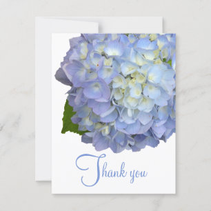 Cartes plates de remerciement florales bleues