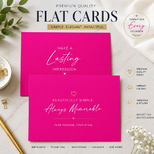 Cartes plates de remerciement rose vif de luxe