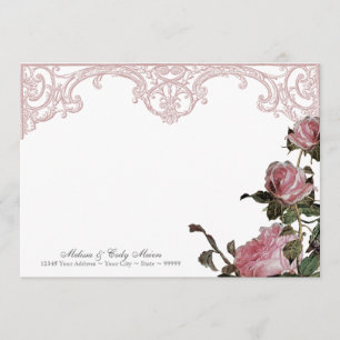 Cartes plates de remerciement - Trellis Rose Vinta