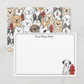 Cartes plates illustrées de Chiens Mignons & Borne (Devant / Derrière)