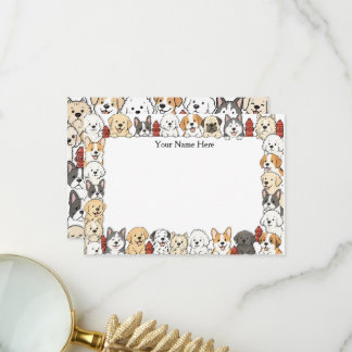 Cartes plates illustrées de chiens mignons et de b