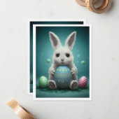 Cartes plates illustrées de lapin de Pâques (Devant/Arrière en situation)