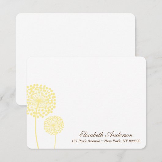 Cartes plates jaunes de pissenlits (Devant / Derrière)