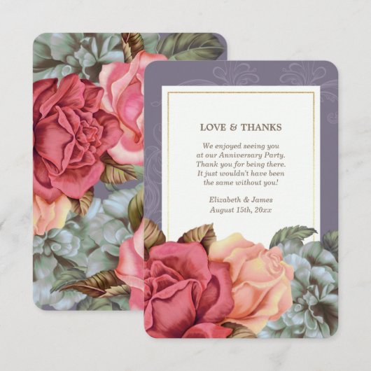 Cartes plates pour l'anniversaire du Mariage Merci (Devant / Derrière)