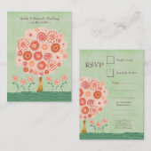 Cartes plates RSVP Mariage Tangerine Dream Tree (Devant / Derrière)