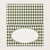 Cartes pliées à motif à carreaux harlequin vert ol (Outside Unfolded)