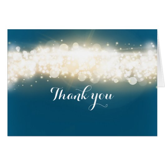 Cartes pliées Blue Sparkle Lights Sky Blast Merci (Devant Horizontal)