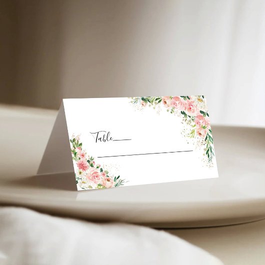 Cartes pliées de mariage aux roses roses Blush