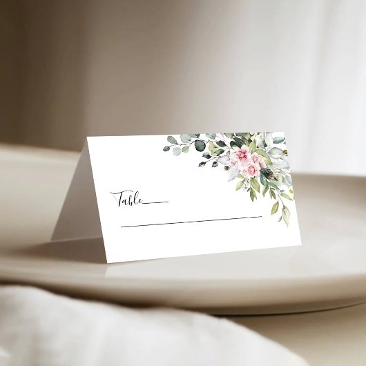 Cartes pliées de mariage vert tendre rose blush