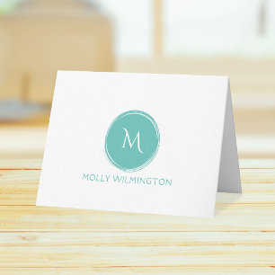 Cartes pliées simples avec monogramme en cercle de