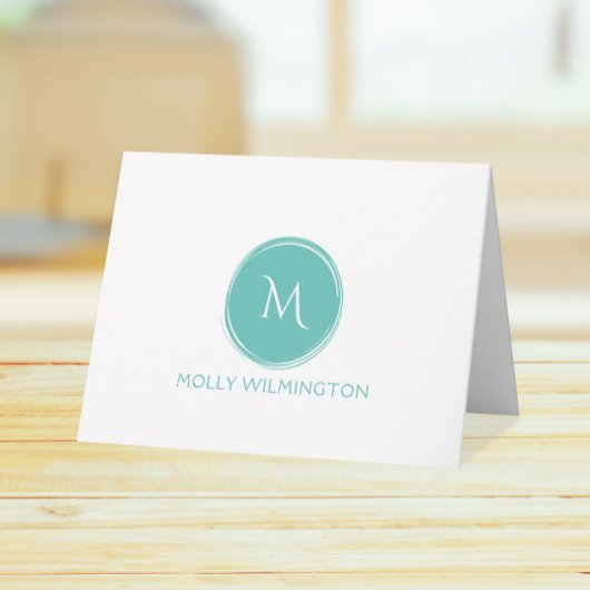 Cartes pliées simples avec monogramme en cercle de