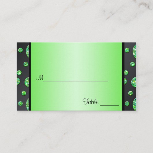 Cartes Pois de Glitterie Noire et Lime (Devant)