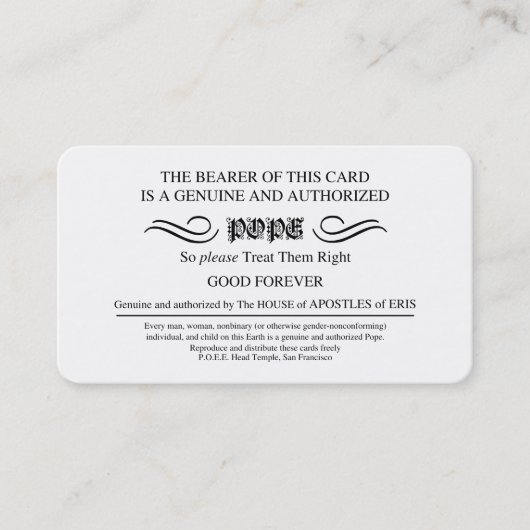 Cartes Pope Discordiennes (Devant)