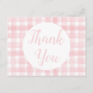 Cartes postales à crête de laurier à carreaux rose