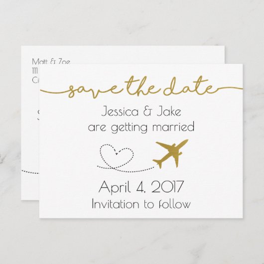 Cartes Postales à Date Annonçant un Voyage, Doré M (Devant / Derrière)