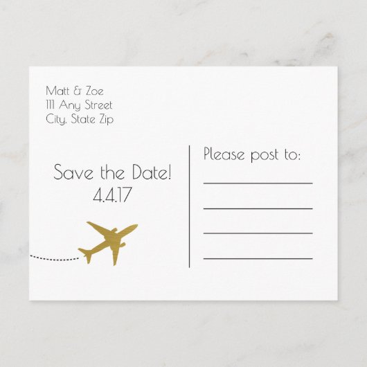 Cartes Postales à Date Annonçant un Voyage, Doré M (Dos)