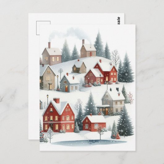 Cartes postales anciennes de maisons de Noël rétro (Devant / Derrière)