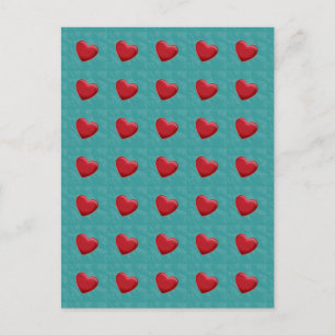 Cartes postales attrayantes Red Hearts Grey Blue P