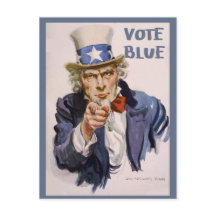 Cartes postales aux électeurs UNCLE SAM Vote Blue