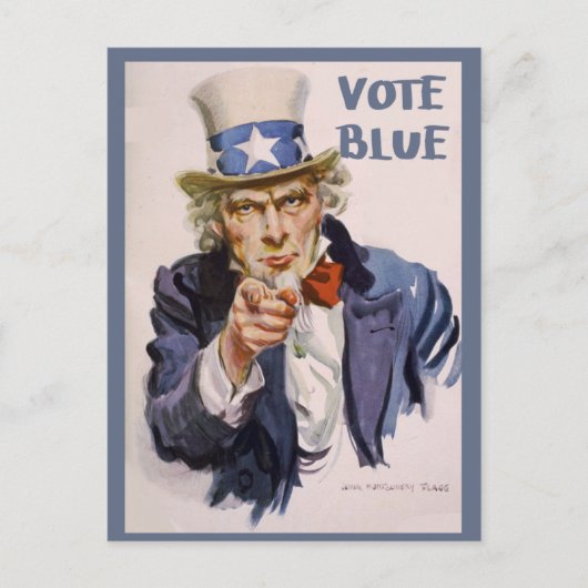 Cartes postales aux électeurs UNCLE SAM Vote Blue (Devant)