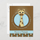 Cartes postales baby shower Giraffe (Devant / Derrière)