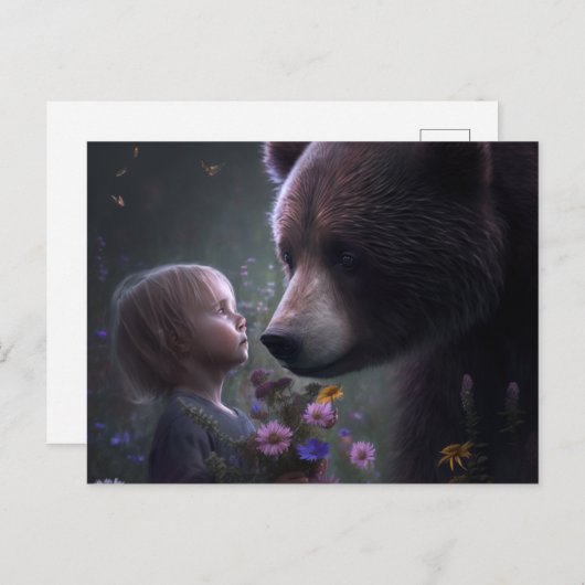 Cartes Postales bear Fleur (Devant / Derrière)
