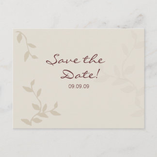 Cartes postales Beige Leaves Enregistrer la date