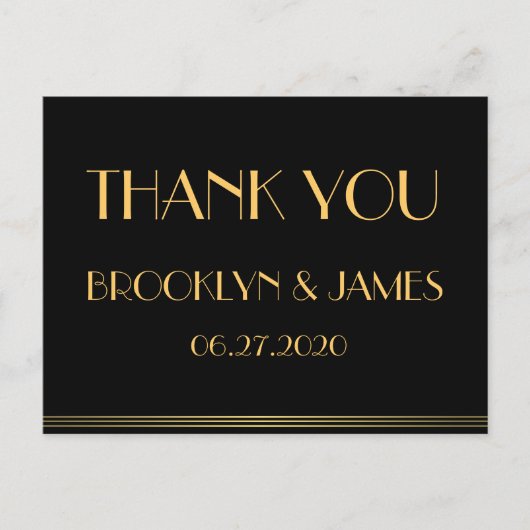 Cartes postales Black Great Gatsby Mariage Merci (Devant)