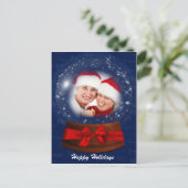 cartes postales bleues de photo de globe de neige (Debout devant)