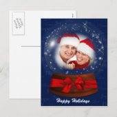 cartes postales bleues de photo de globe de neige (Devant / Derrière)