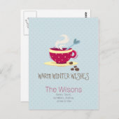 Cartes postales Café chaud Meilleurs vœux d'hiver (Devant / Derrière)