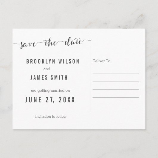 Cartes postales Calligraphie Noir Enregistrer les (Dos)