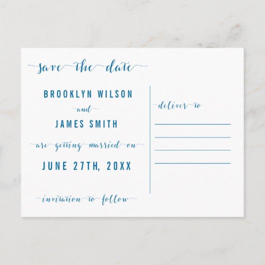 Cartes postales Calligraphy Beach Save The Date (Dos)