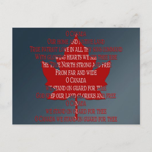 Cartes postales Canada Anthem Souvenir (Devant)